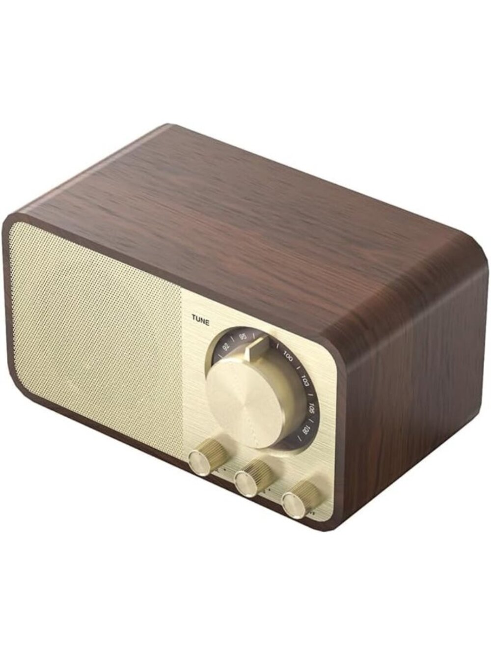 Vintage Bluetooth Speaker, Portable Retro Radio with FM Antenna & Bass Control